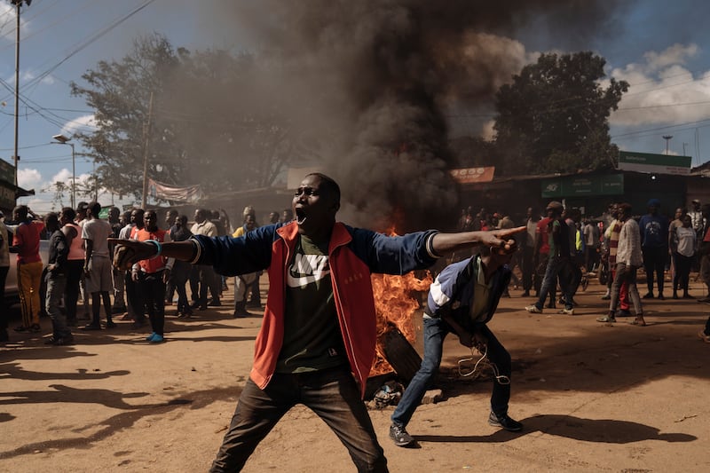 Demonstrators protest the high cost of living in Kibera, a neighborhood of Nairobi, the capital of Kenya, in March. Photograph: Hannah Reyes Morales/New York Times