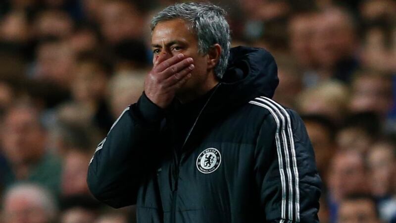 Chelsea’s coach Jose Mourinho during their Champions League semi-final defeat to Atletico Madrid at Stamford Bridge. Photograph: Eddie Keogh / Reuters
