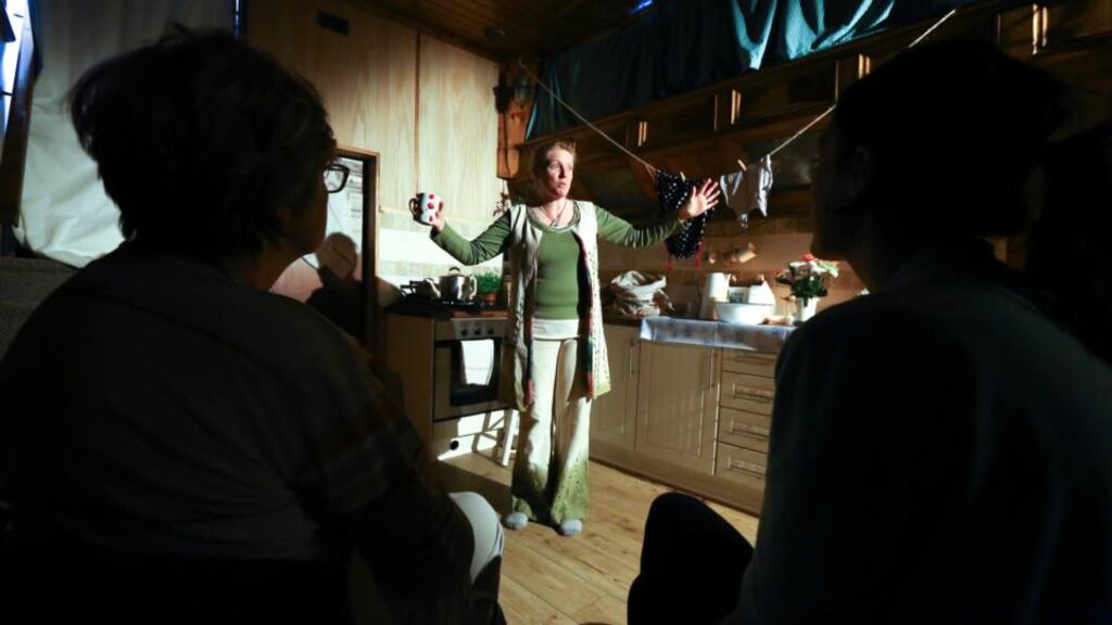 Helena Enright performing The River on a barge in Limerick. Photograph: Brian Gavin/Press 22