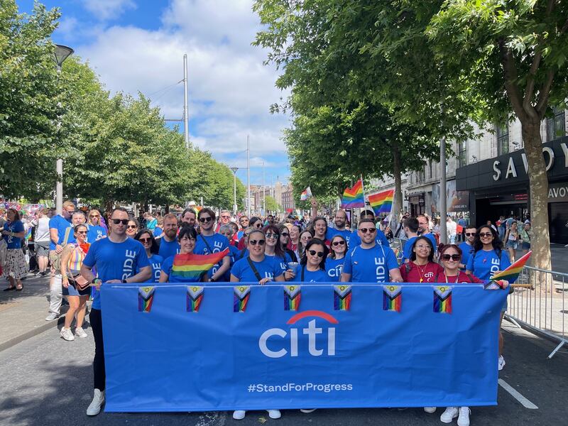 Staff from Citigroup at 2023 Pride parade in Dublin
