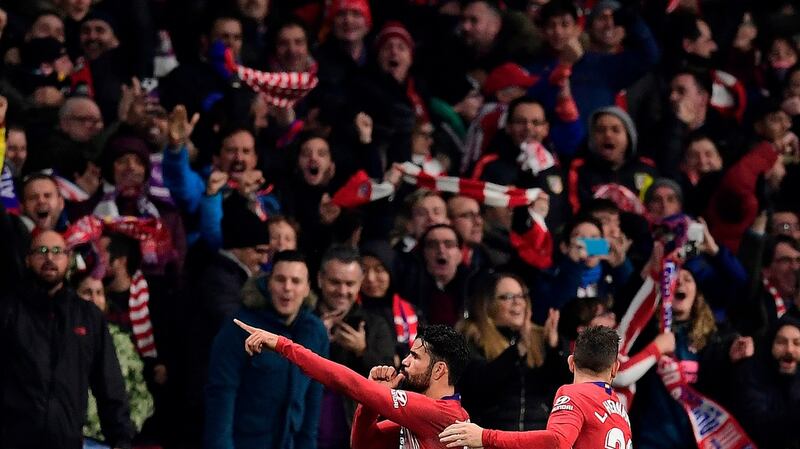 Costa celebrates his goal. Photo; Javier Soriano/Getty Images
