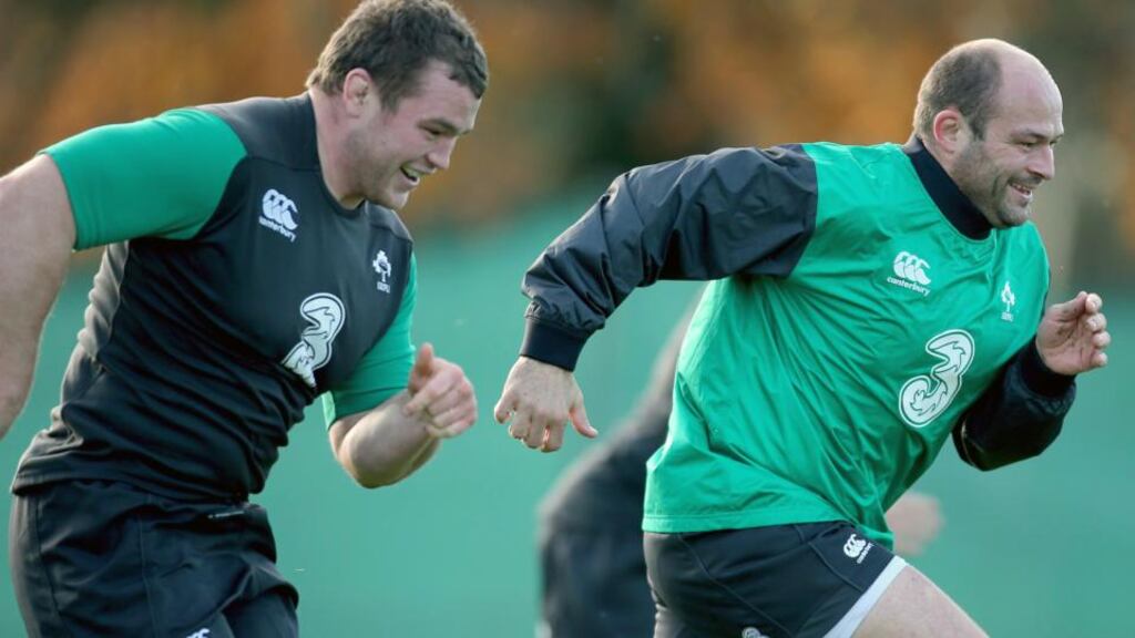 Ulster hooker Rory Best goes through his paces with the Ireland squad at Carton House, Co Kildare. Photograph: Dan Sheridan/Inpho