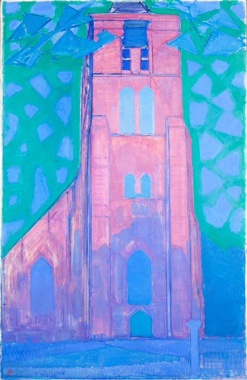 Mondrian’s Church Tower at Domburg, 1911, is on display at the Mondrian exhibition at the National Gallery of Ireland.