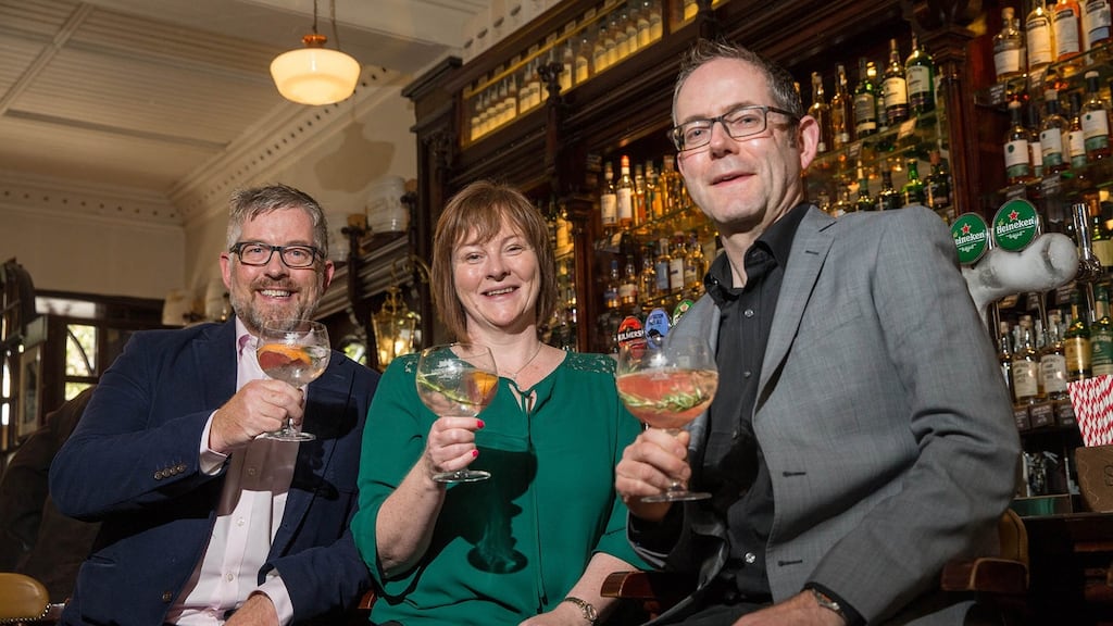 Peter Clancy, Sheila Mullen and Michael Clancy, co-founders of Lough Ree Distillery: the distillery is the first to open in Longford since 1818. Photograph: Conor Healy