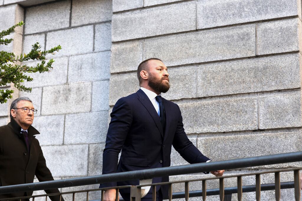 Conor McGregor arriving at the High Court in Dublin on Thursday morning with his father Tony McGregor. Photograph: Collins Courts