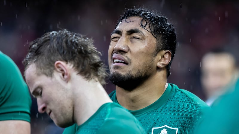 Bundee Aki dejected after the loss to Wales in the Six Nations. Photo: Morgan Treacy/Inpho