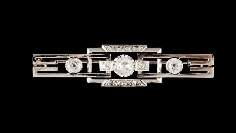 art deco diamond brooch