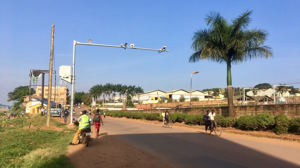 A surveillance camera in Kampala: some say such gadgets contradict the central tenets of democratic society. Photograph: Sally Hayden