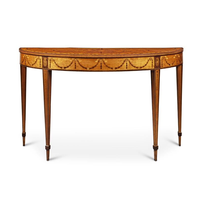 George III demi lune side table circa 1780, $30,000-$50,000, Sotheby's
