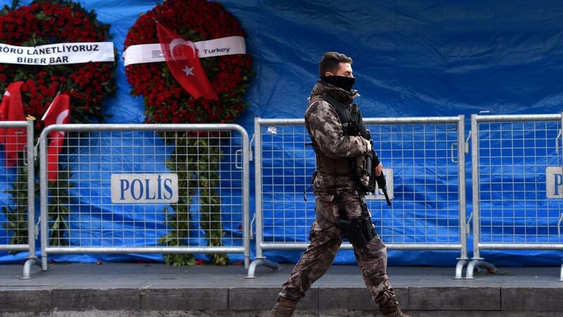 A Turkish special force police officer patrols in front of the Reina nightclub on January 4th, 2017 in Istanbul. Photograph: Ozan Kose/Getty Images