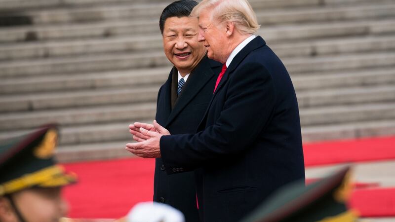 President Xi Jinping of China and President Donald Trump during a state visit in Beijing. Photograph: Doug Mills/The New York Times