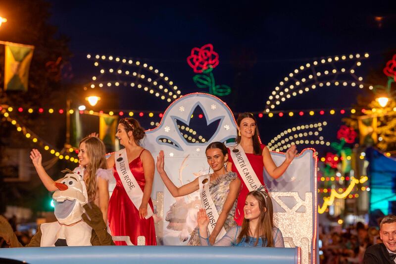 Rose of Tralee contestants Ashling Heneghan (Sydney), Justine McGuirk (Louth), Darcy Taylor (Derry) and Kathryn Wright (North Carolina). Photograph: Domnick Walsh/Eye Focus