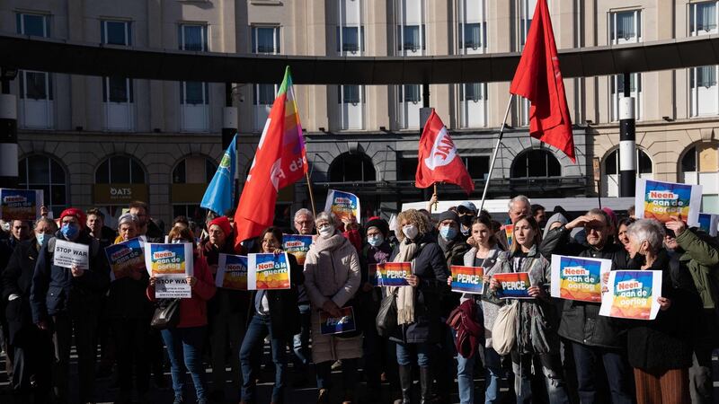 Protest in Brussels, Belgium. Photograph: Juliette Bruynseels/AFP via Getty