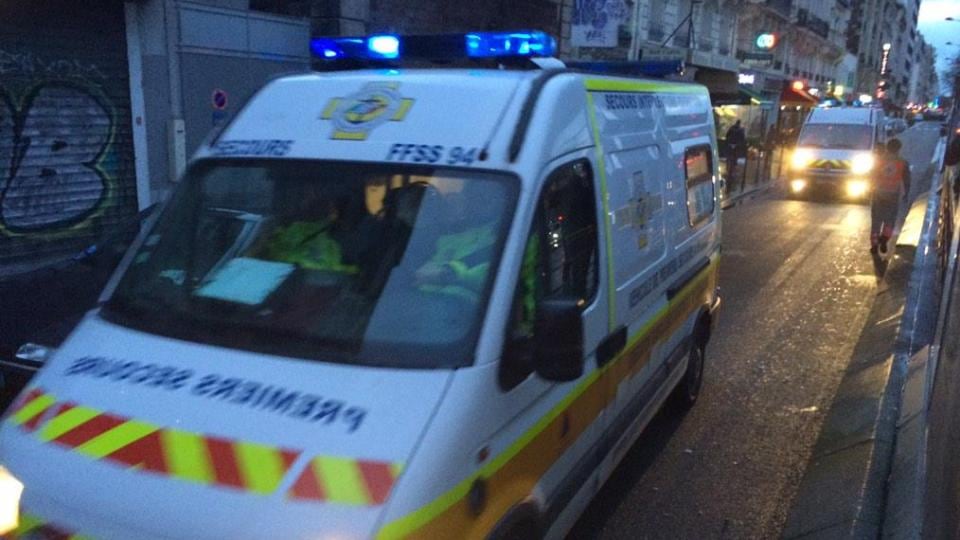 Ambulances moving in to scene of hostage taking at a supermarket in Paris after automatic gunfire lasting for 15 seconds. Photograph: Ruadhán Mac Cormaic