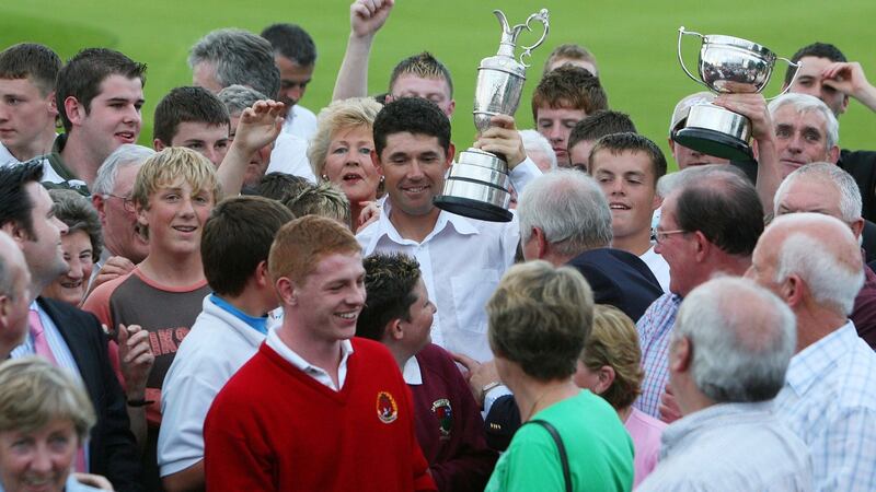 Pádraig Harrington returns to Stackstown Golf Club with the Open Championship trophy in 2007. Photograph: Cathal Noonan/Inpho