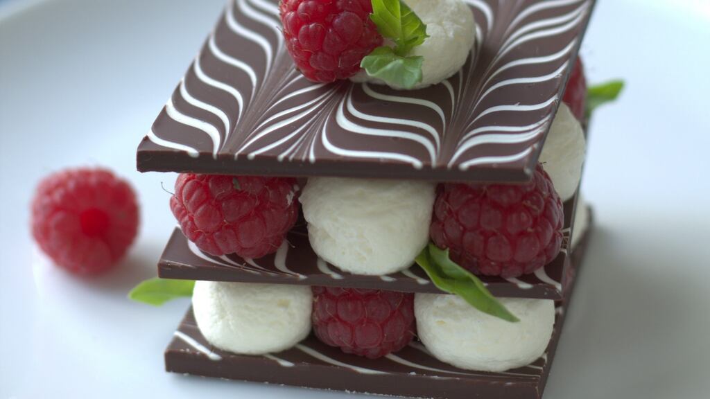 Chocolate raspberry mille feuille