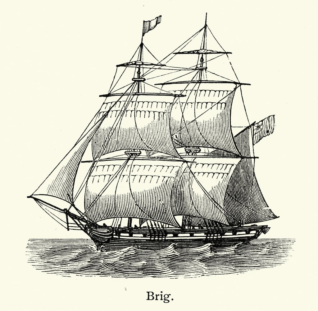 The Saga, which was wrecked and sunk off the coast of Cork nearly 130 years ago, was a brig, a vessel defined by its rig, two masts which are both square-rigged. Illustration: Getty Images