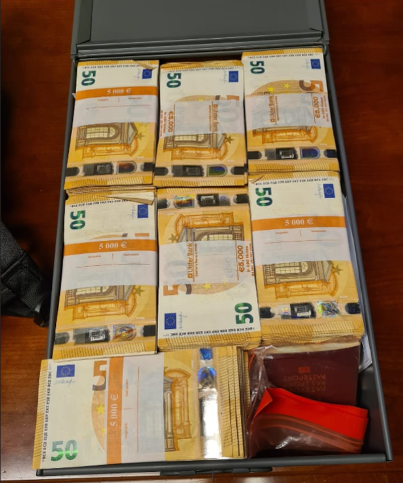 Over €800,000 in cash was seized during the investigation. Photograph: An Garda Síochána