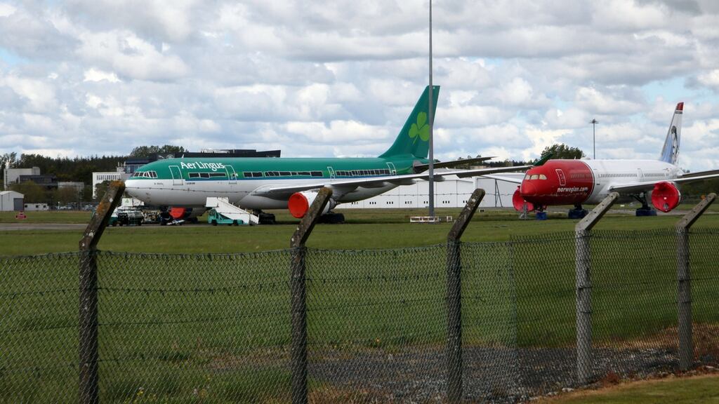 An idle Aer Lingus jet at Shannon Airport. Photograph: Brendan Gleeson