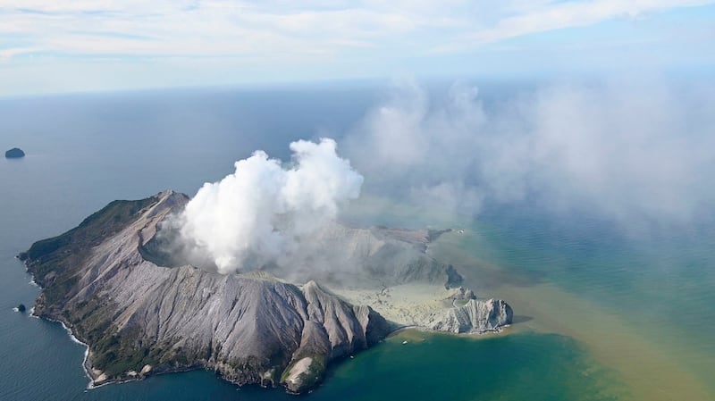 This aerial photo shows White Island after its volcanic eruption in New Zealand. Photograph: George Novak/New Zealand Herald via AP
