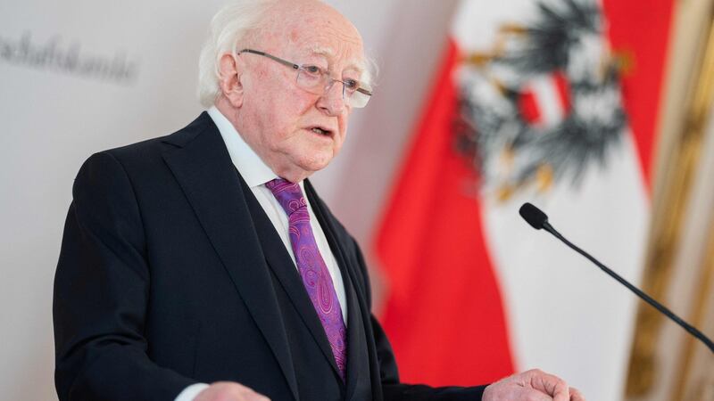 President Michael D Higgins in Vienna: ‘Every glimmer of hope through diplomacy must be seized’. Photograph: Georg Hochmuth/APA/AFP via Getty