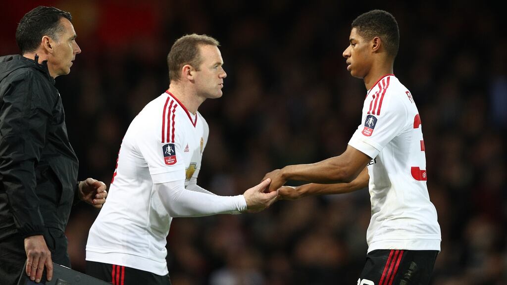 Wayne Rooney was introduced as a late substitute for Manchester United in their FA Cup victory over West Ham United on Wednesday. Photograph: Getty.
