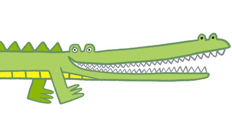 Illustration by Chris Judge: ‘I drew the Enormous Crocodile as I was obsessed with sellotaping pieces of paper together to draw a really long version of him as a kid’