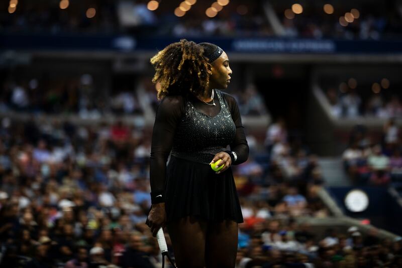 Serena Williams reacts during her US Open match against Ajla Tomljanovic of Australia. Photograph: Karsten Moran/The New York Times