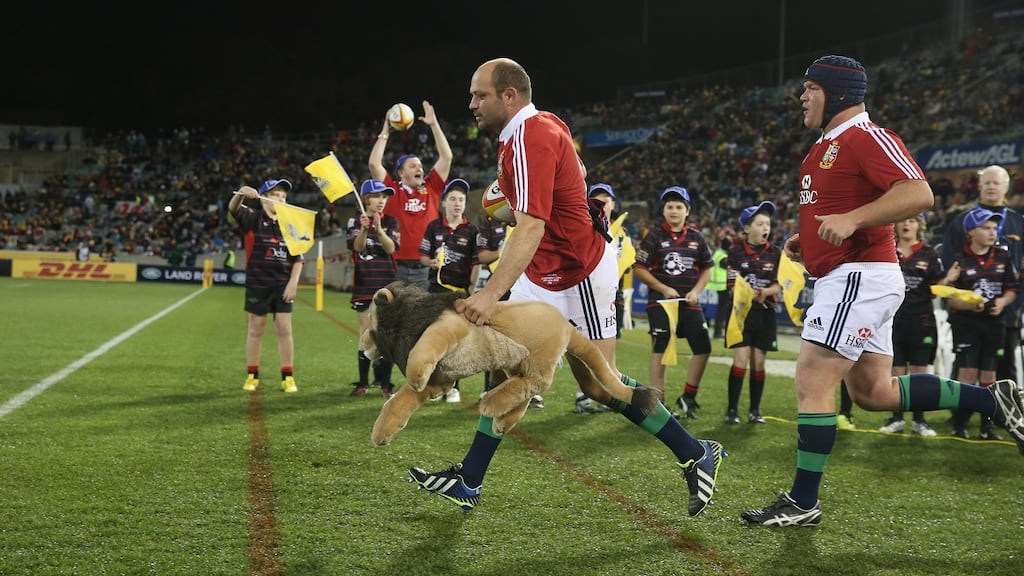 Rory Best leads out the Lions against the ACT Brumbies at Canberra Stadium in 2013. Photograph: David Rogers/Getty Images