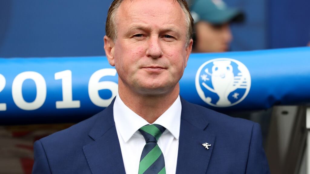 Press Eye - Belfast -  Northern Ireland - 16th June 2016 - Photo by William CherryNorthern Ireland manager Michael O'Neill  during Thursdays second Euro 2016 game at the Stade de Lyon, France.