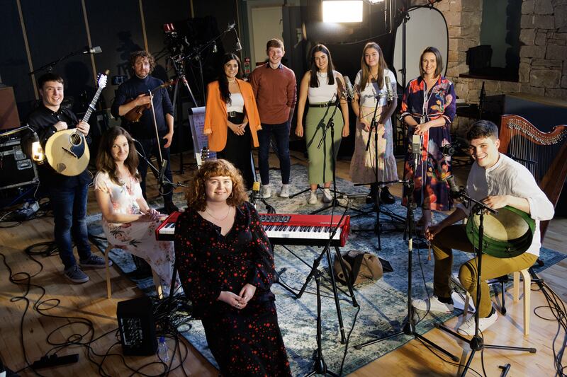 Bláth na hÓige: the series showcases the talents of the young sean-nós singers Caoimhe and Séamus Ó Flatharta, Méabh Ní Bheaglaoich, Cathal Ó Curráin, Megan Nic Ruairí, Piaras Ó Lorcáin and Máire and Étáin Ní Churraoin. Photograph: Seán Ó Mainnín/TG4