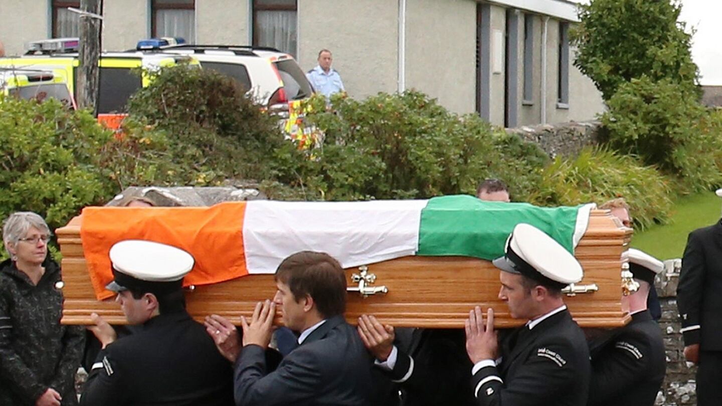 Caitríona Lucas’s coffin is carried from St Brigid’s Church in Liscannor, Co Clare following her funeral Mass. Photograph: PA