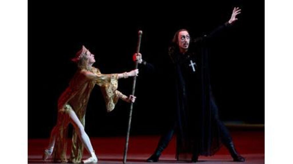 Pavel Dmitrichenko (R) performs during the media preview of Ivan the Terrible at the Bolshoi Theatre in Moscow last November. Photograph: Anton Tarasov/Reuters