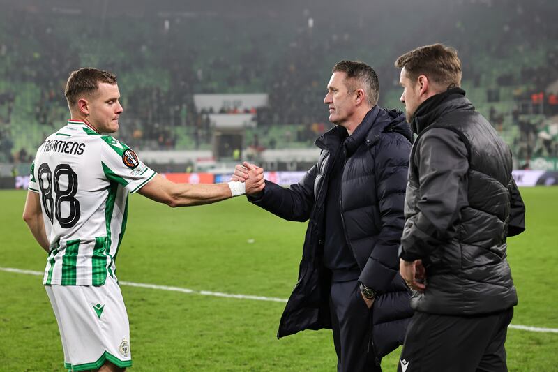 Robbie Keane, head coach of Ferencváros, after the Europa League game against Viktoria Plzen in February. Photograph: Szilvia Micheller/MB Media/Getty Images
