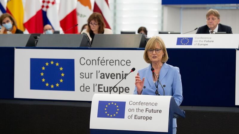 Deirdre Clune, MEP, speaking at the plenary session of the inaugural Conference on the Future of Europe (CoFoE)