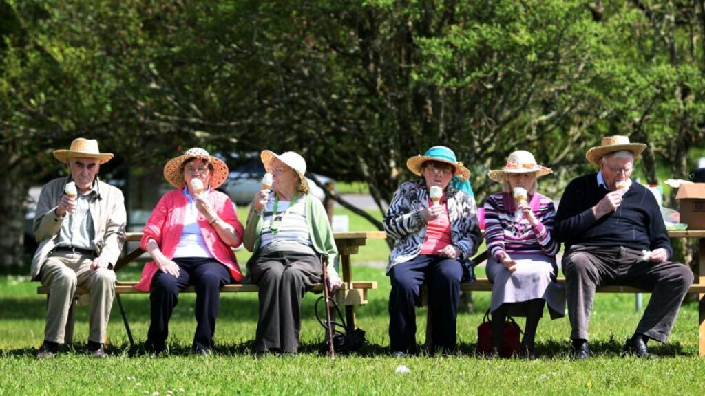 Residents of Our Lady’s Manor nursing home, Edgeworthstown, Co Longford enjoy ice cream at Lough Key Forest Park, Boyle, Co Roscommon. Photograph: Brian Farrell