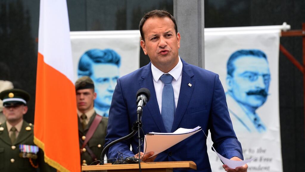 Minister for Social Protection Leo Varadkar speaking at the Collins Griffith commemoration at Glasnavin Cemetery, Dublin. Photograph: Cyril Byrne