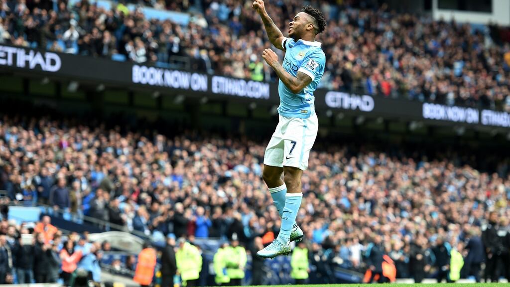 Raheem Sterling scored a hat-trick as Manchester City routed Bournemouth at the Etihad. Photograph: PA