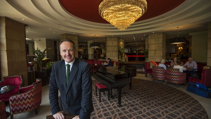 Dr Howard Hastings in the Europa Hotel bobby. Photograph: Dara Mac Dónaill