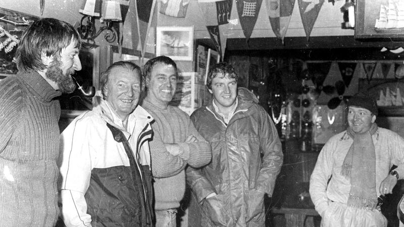 Baltimore lifeboat: Charlie Haughey with the RNLI crew that rescued the late taoiseach, his son Conor and three family friends in 1985, after their boat sank off Mizen Head. Photograph: Provision
