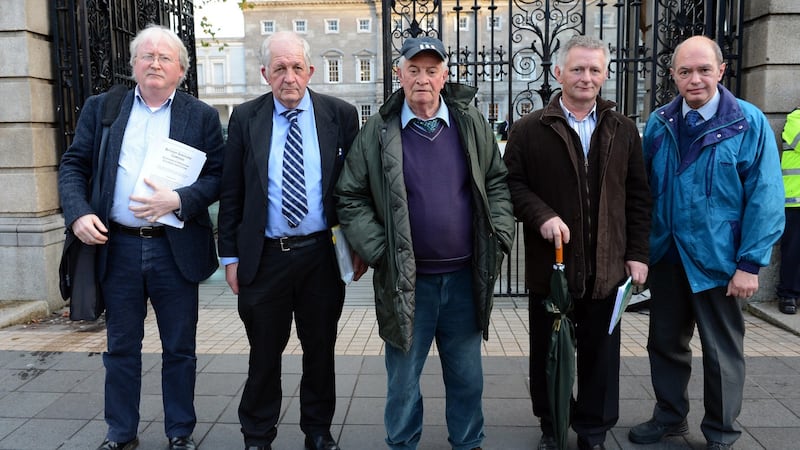 Members of the Bethany Survivors’ Campaign and Survivors of Protestant Children’s Institutions Niall Meehan, John Hill, Derek Leinster, Colm Begley and Victor Stevenson at Leinster House in November 2014. Photograph: Eric Luke/The Irish Times