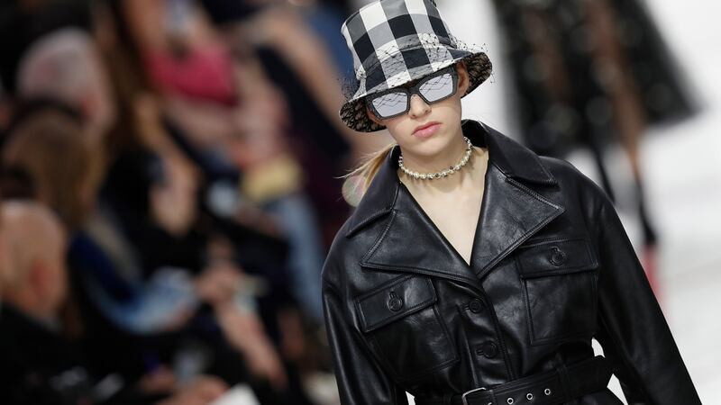 A model on the catwalk for the autumn/winter collection by designer Maria Grazia Chiuri for Dior at Paris Fashion Wee on Monday. Photograph: Ian Langsdon/EPA