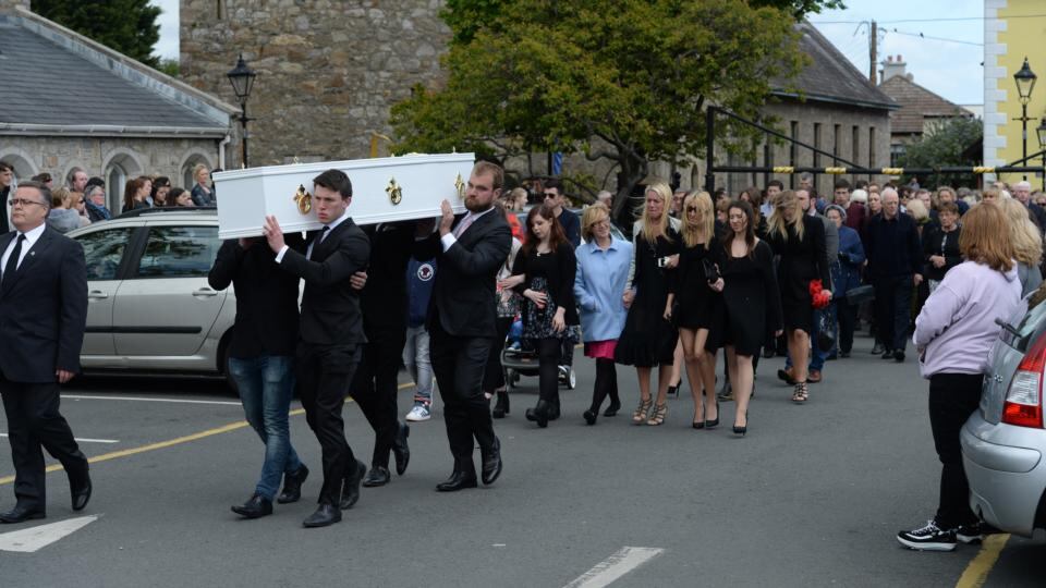 Mourners at the funeral of Ana Hick in Dalkey. Photograph: Dara Mac Donaill / The Irish Times