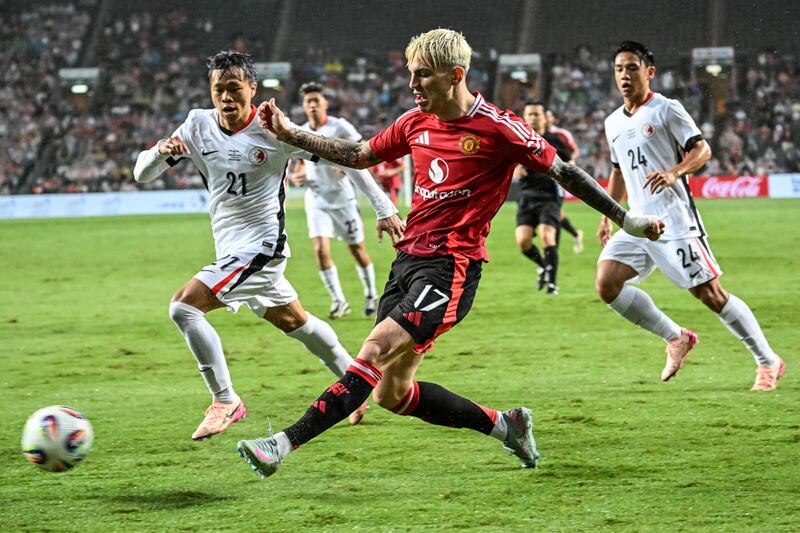 Manchester United's Alejandro Garnacho during the exhibition game against Hong Kong. Photograph: Peter Parks/AFP via Getty Images