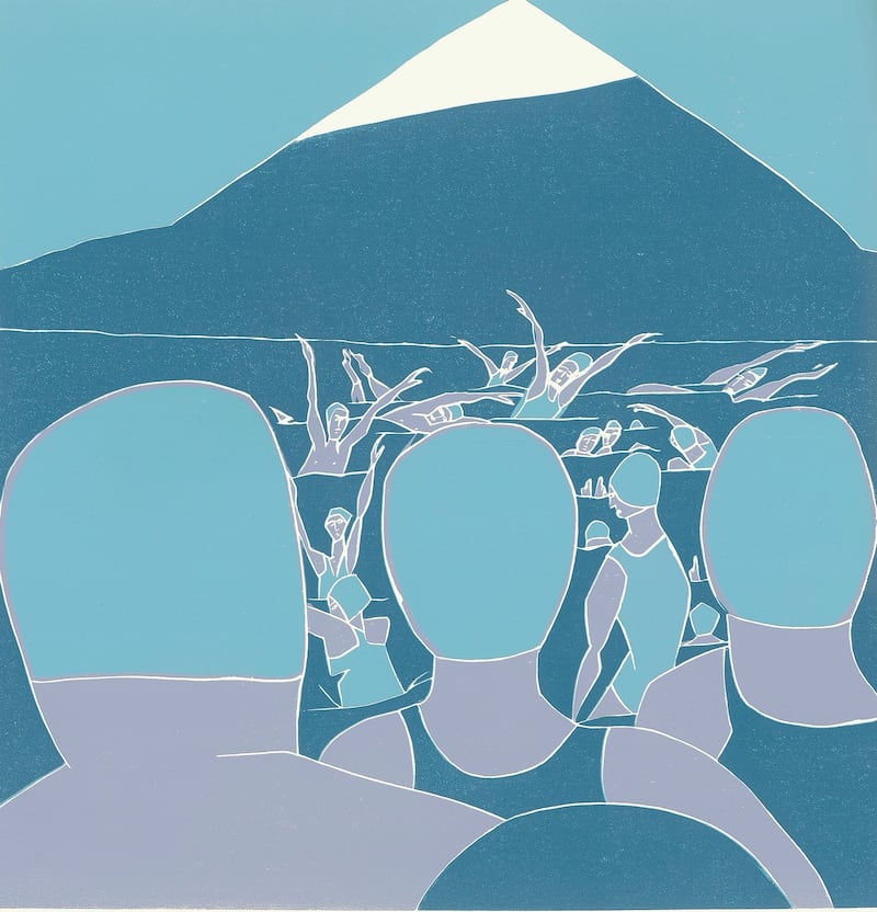 At the Point linocut print by Sheelyn Browne