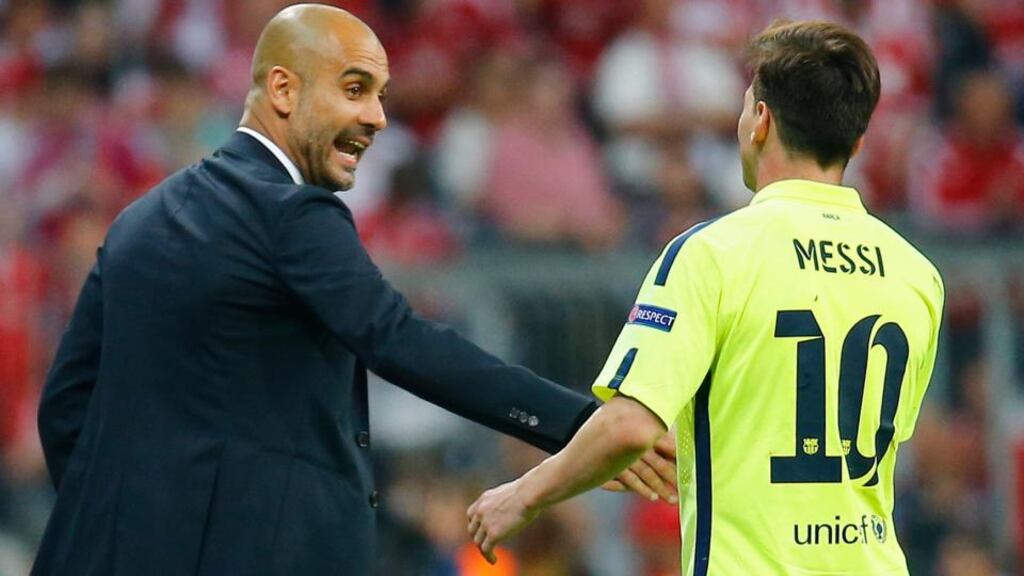 Bayern Munich manager Pep Gurdoila says Lionel Messi is the best player of all time. Photograph: Reuters