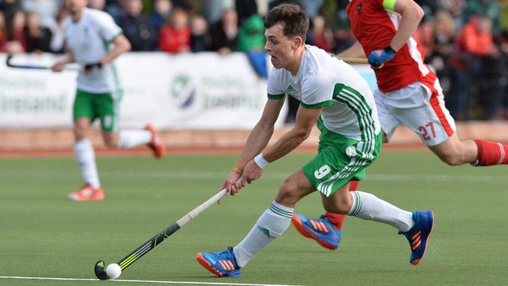 Matthew Nelson: the Lisnagarvey teenager scored Ireland’s single goal in the 25th minute of the match against Italy at Stormont. Photograph: Rowland White/©INPHO/Presseye/