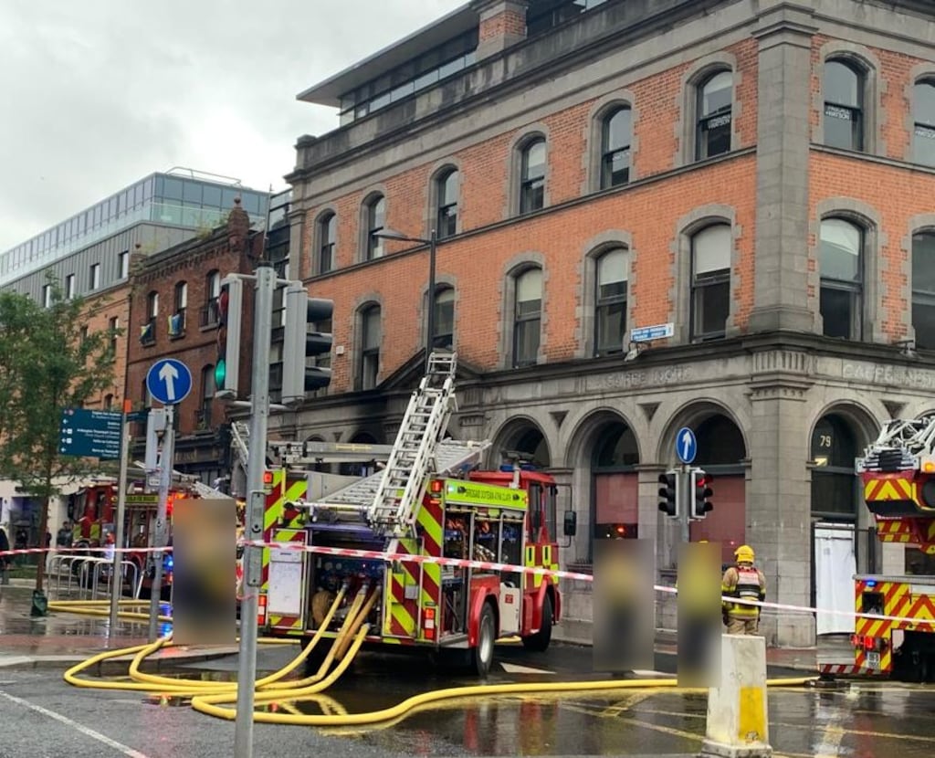 The fire broke out at approximately 7pm at the restaurant, which is located at 79 Thomas Street, Dublin 8. Photograph: Dublin Fire Brigade