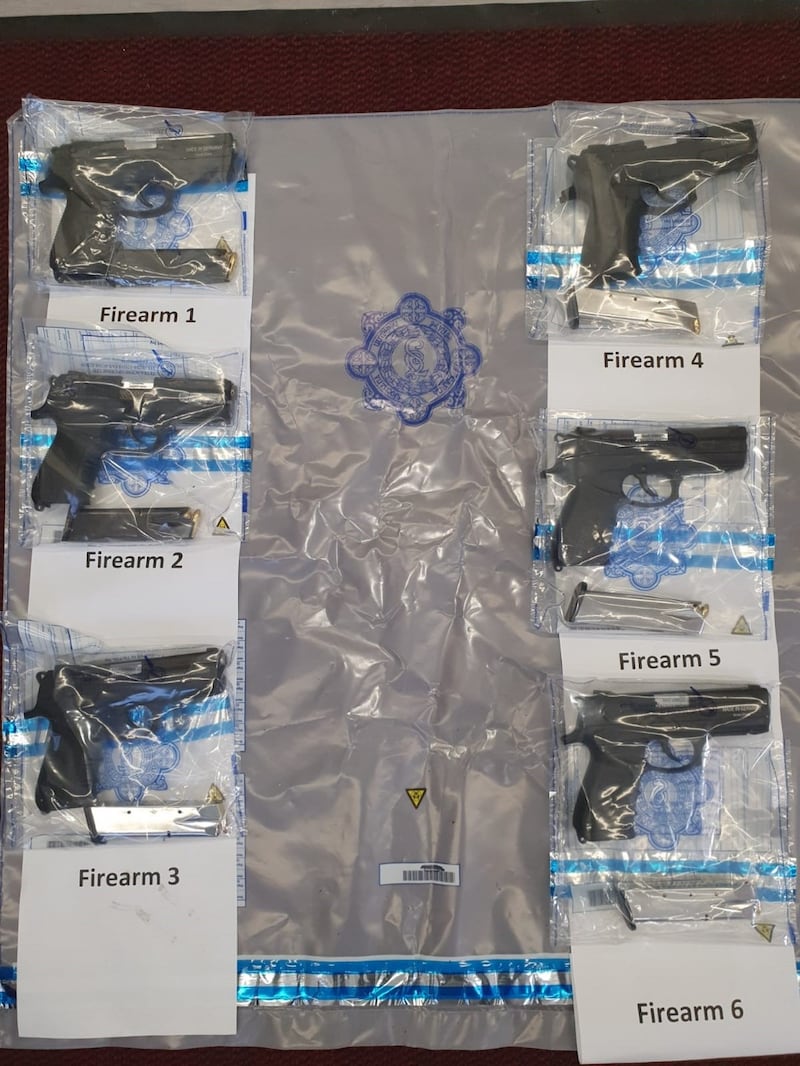 The guns seized at a house in Mullingar on Monday. Photograph: Garda Síochána/Facebook