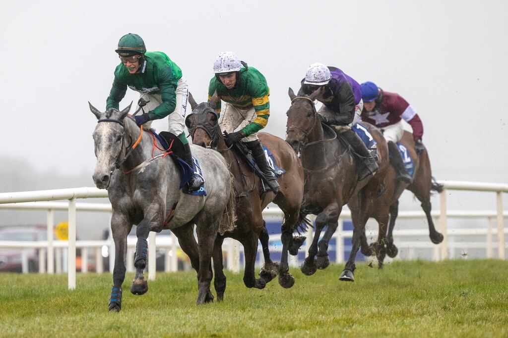 Intense Raffles and JJ Slevin on their way to victory in the Irish Grand National at Fairyhouse. Photograph: Tom Honan